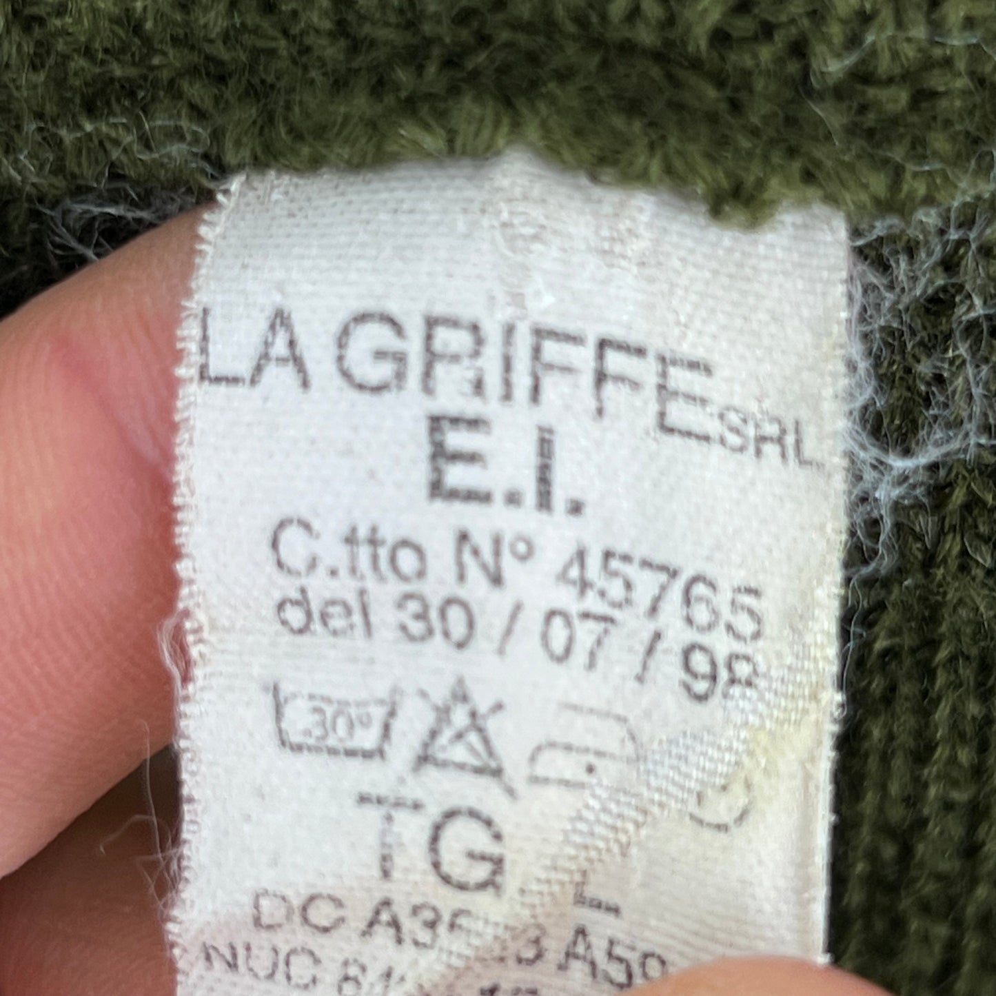 Italian Army Olive Green V Neck Pullover Jumper - X Large