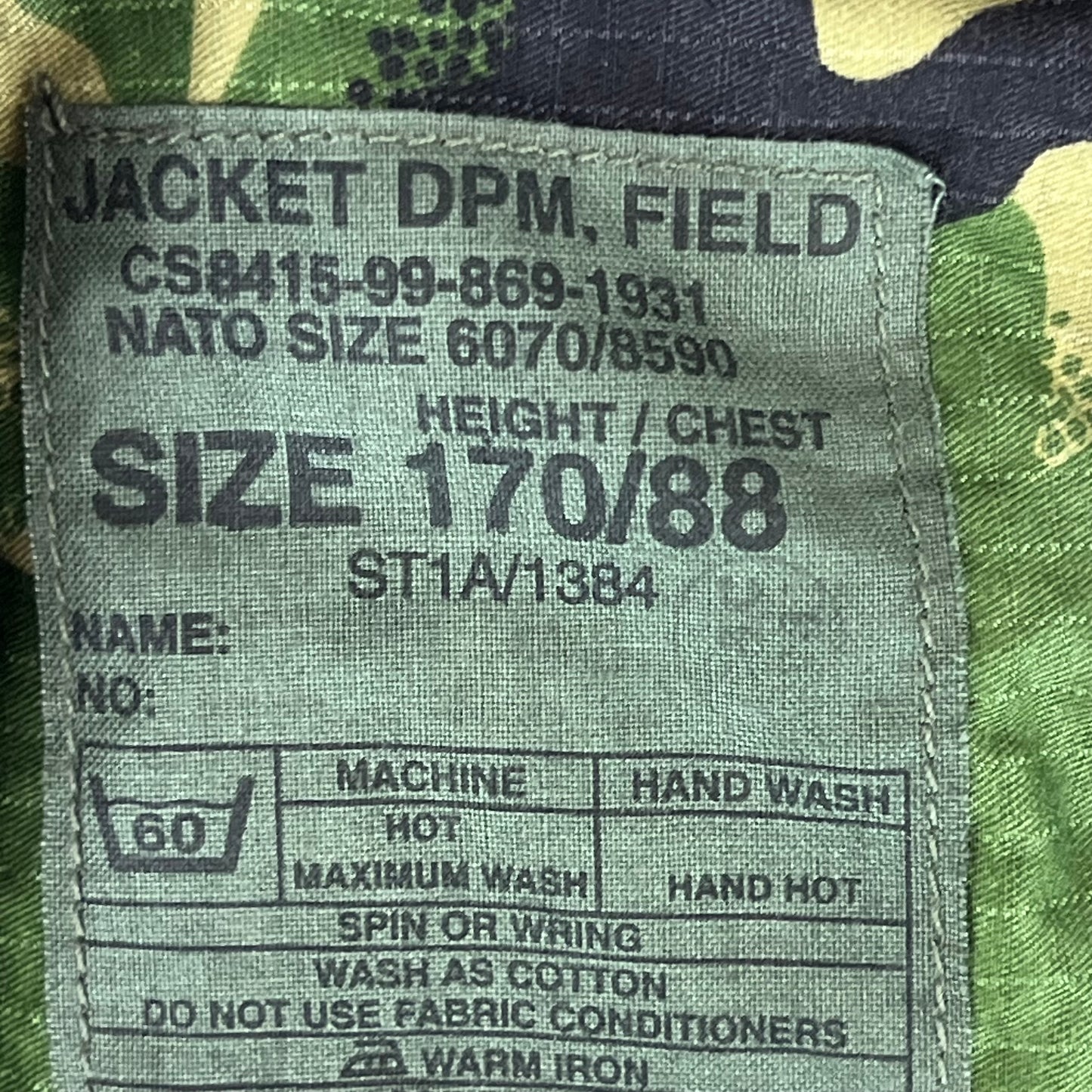 British Army S95 DPM Woodland Camo Ripstop Field Jacket - Small 170/88