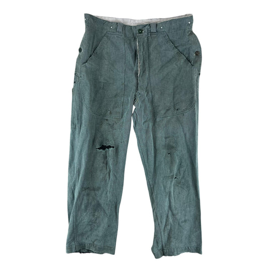 Swiss Army 60s Sage Green Denim Work Trousers - W36 L26
