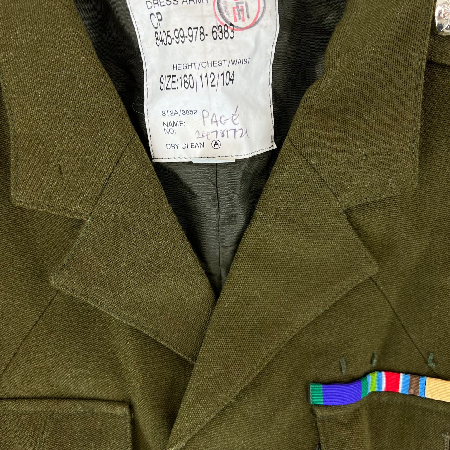 British Army 1980 Pattern No. 2 Olive Green Dress Jacket - REME - Large 180/112