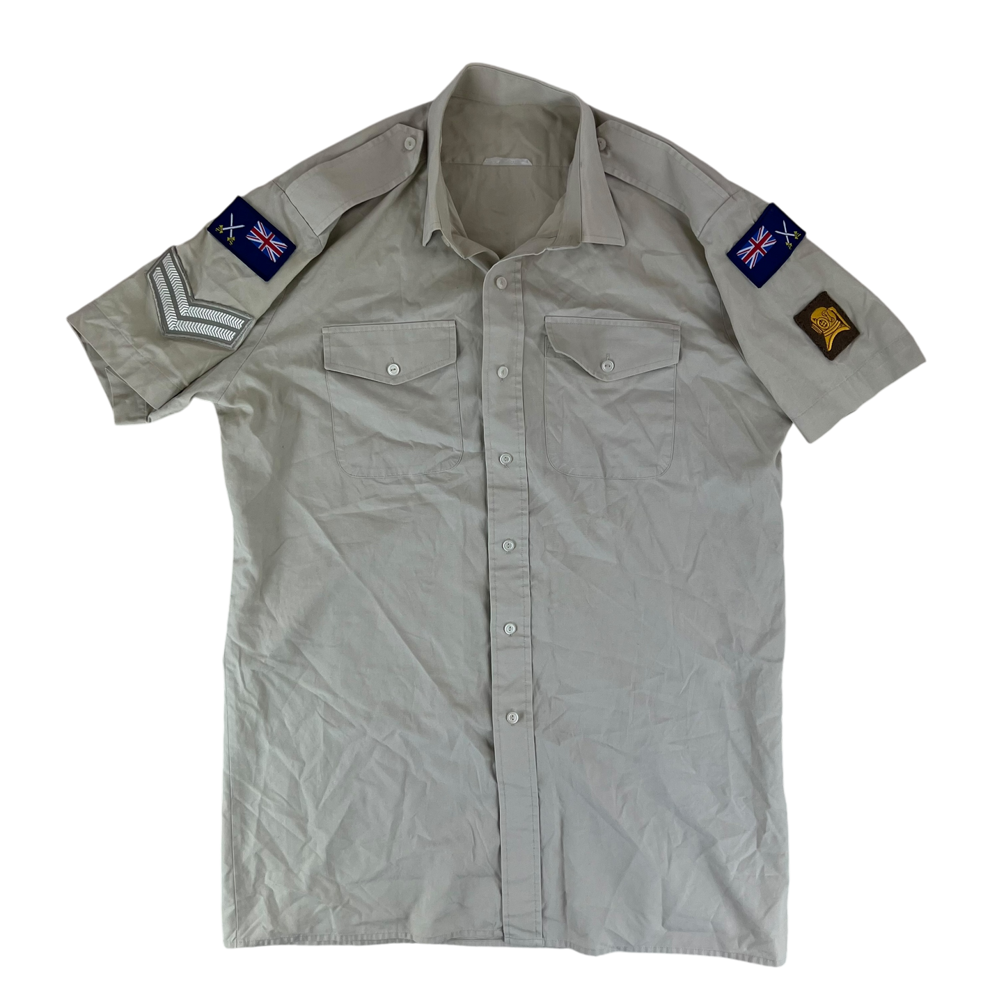 British Army Mens Fawn Shirt Short Sleeve - Large