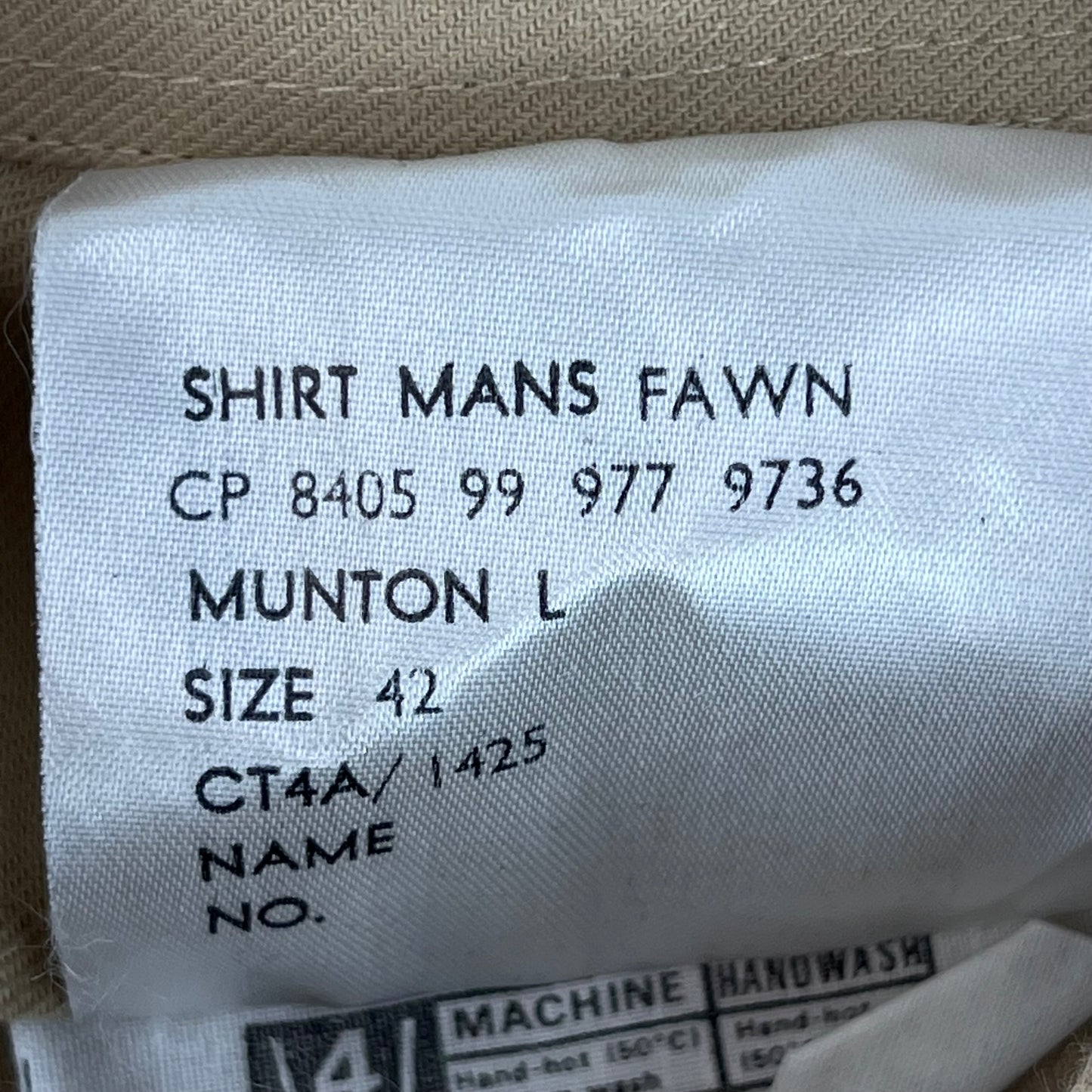 British Army Mens Fawn Cotton Shirt Long Sleeve - Large C42