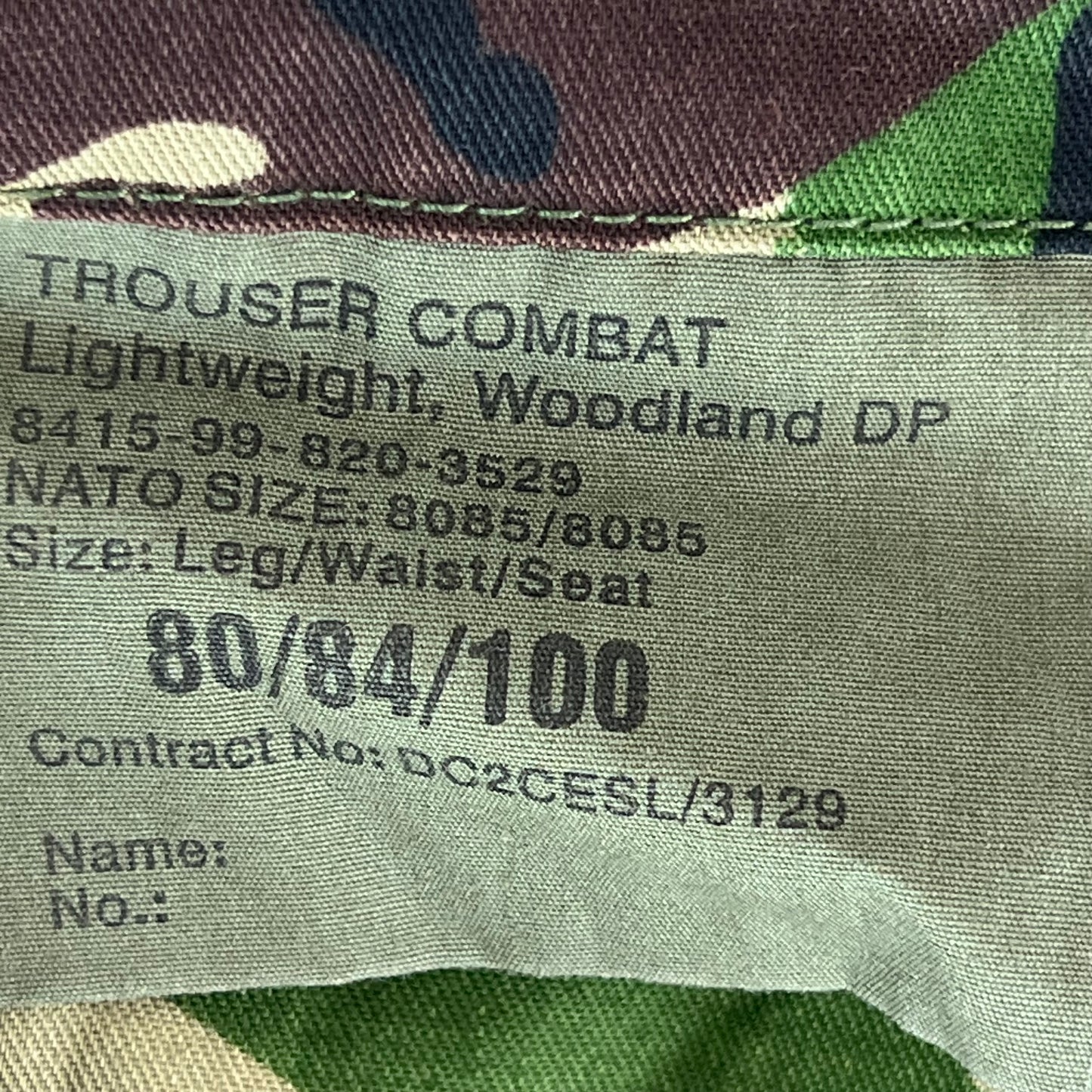 British Army S95 DPM Camouflage Combat Trousers - W32 L31