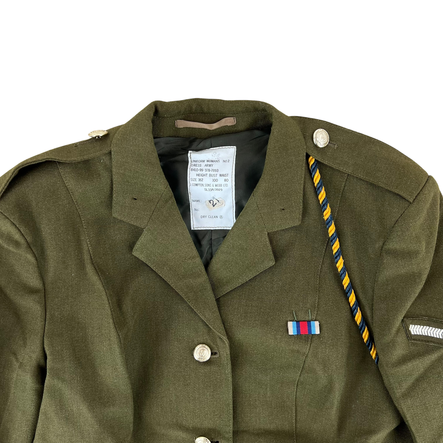 British Army 1980 Pattern No. 2 Olive Green Dress Jacket - RLC - Medium 162/100