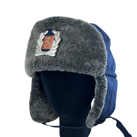 Finnish Police Winter Ushanka Cap w/ Badge - Small 56cm