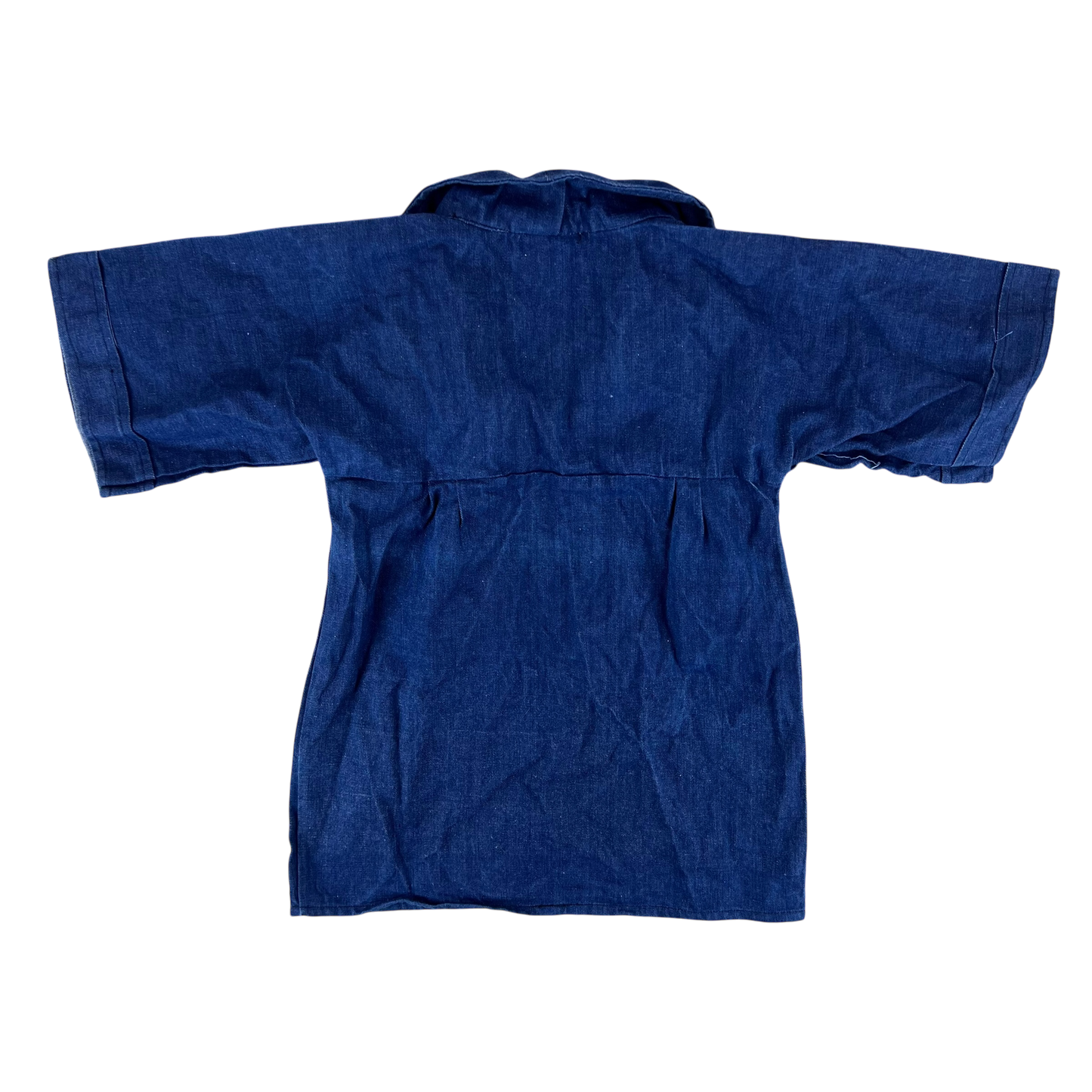 French Army Navy 70s Vintage Denim Pullover Top - Small