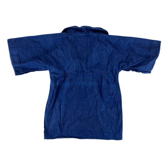French Army Navy 70s Vintage Denim Pullover Top - Small