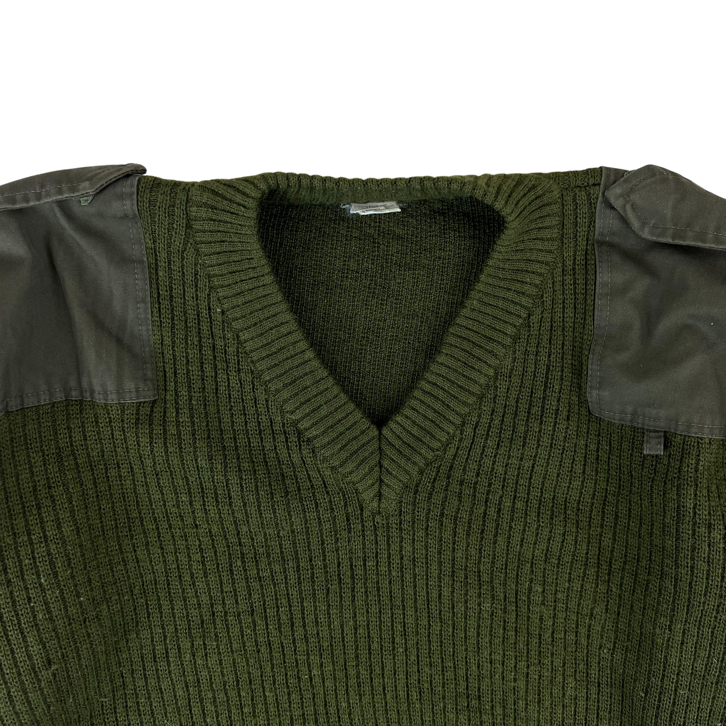 Italian Army Olive Green V Neck Pullover Jumper - X Large