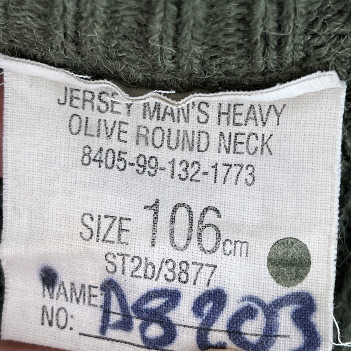 British Army Olive Green Pullover Jumper - Large 106cm