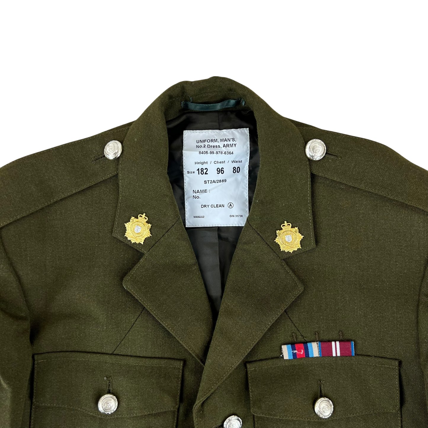 British Army 1980 Pattern No. 2 Olive Green Dress Jacket - RLC - Medium 182/96