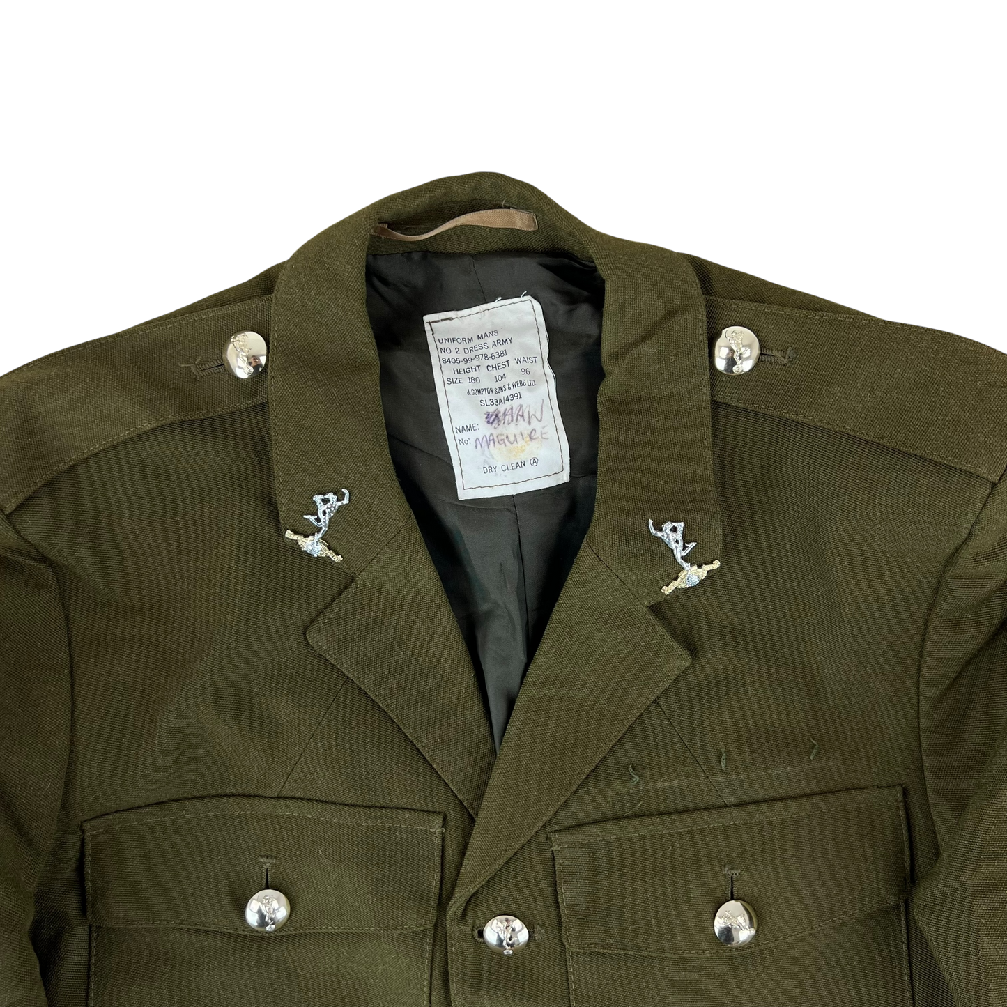 British Army 1980 Pattern No. 2 Olive Green Dress Jacket - Royal Signals - Medium 180/104