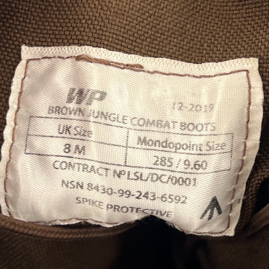 British Army WP Brown Jungle Combat Boots - Size 8M