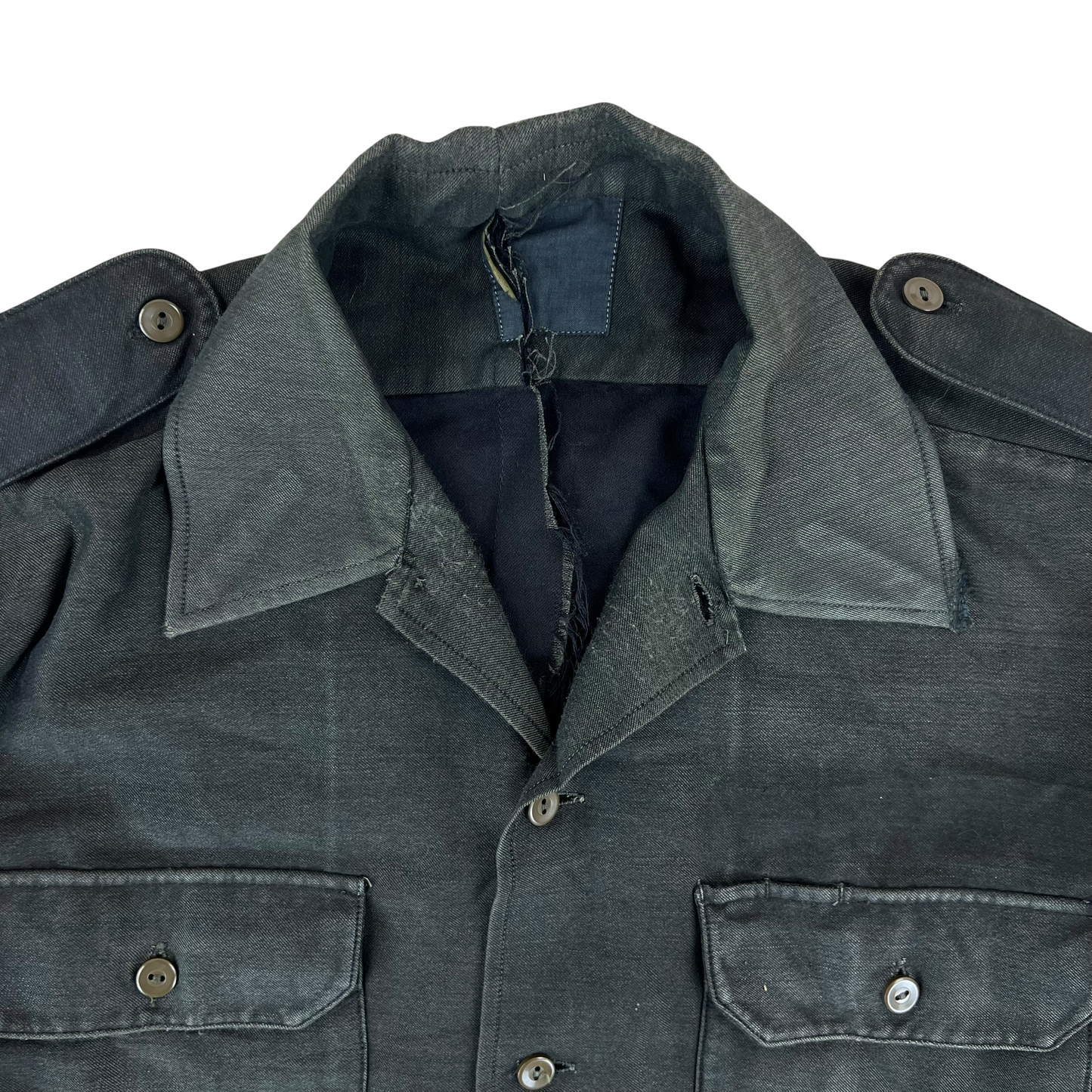 German Army Re-Dyed Black Long Sleeve Field Shirt - Large