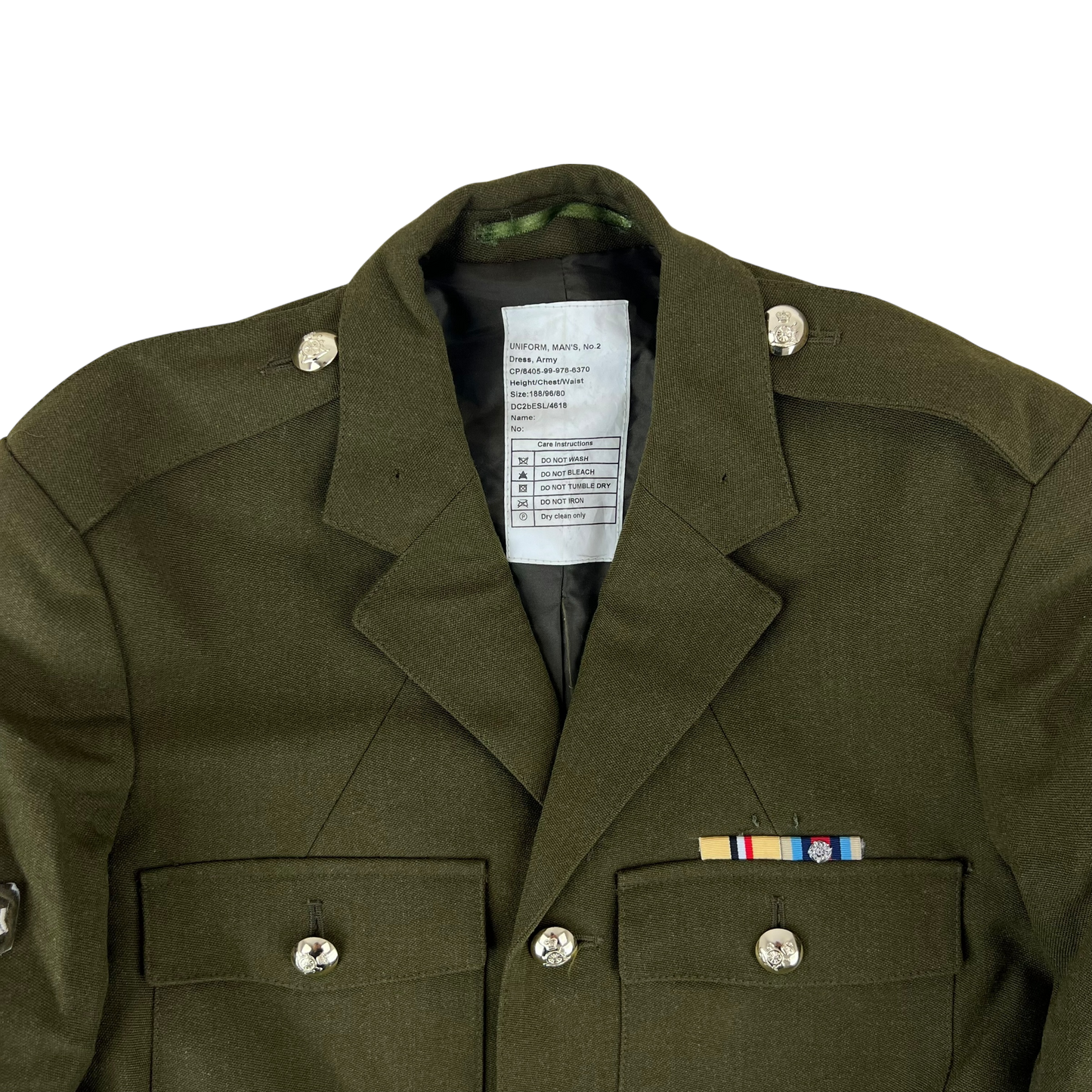 British Army Old Pattern No. 2 Khaki Green Dress Jacket - Royal Artillery - Medium 188/96
