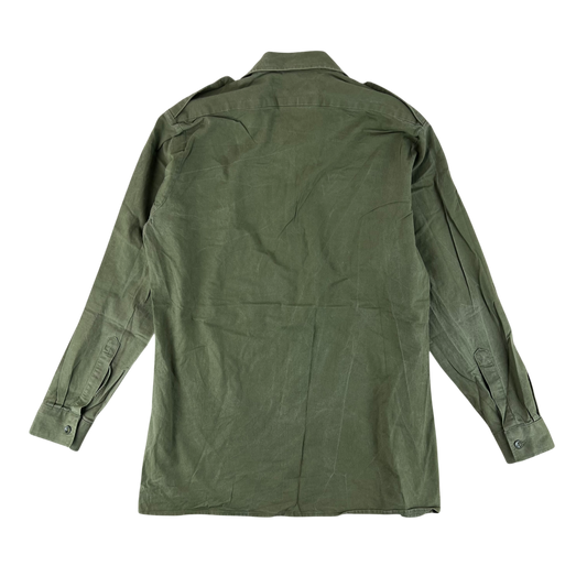 British Army Mens Olive Green Cotton Shirt Long Sleeve - Large C16.5