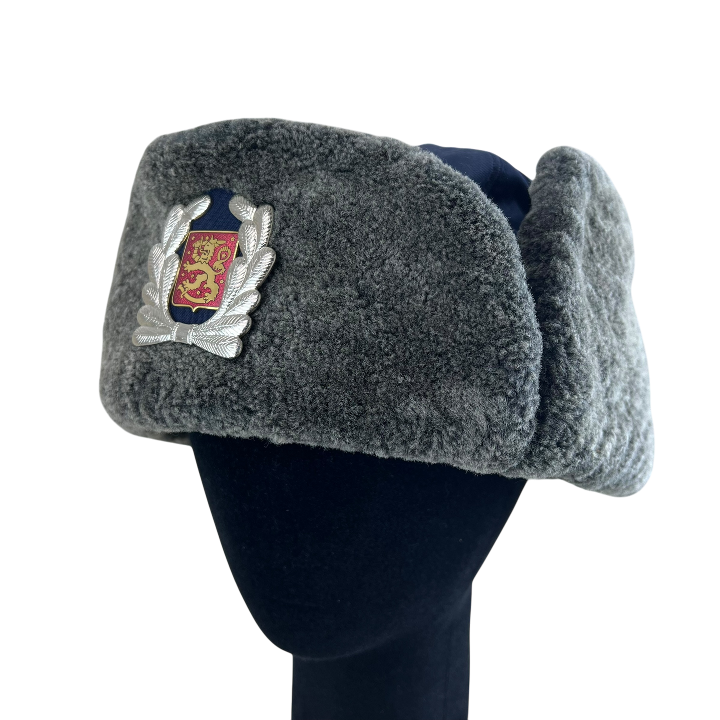 Finnish Police Winter Ushanka Cap w/ Badge - Small 56cm