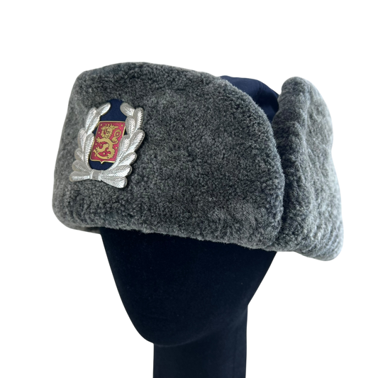 Finnish Police Winter Ushanka Cap w/ Badge - Small 56cm