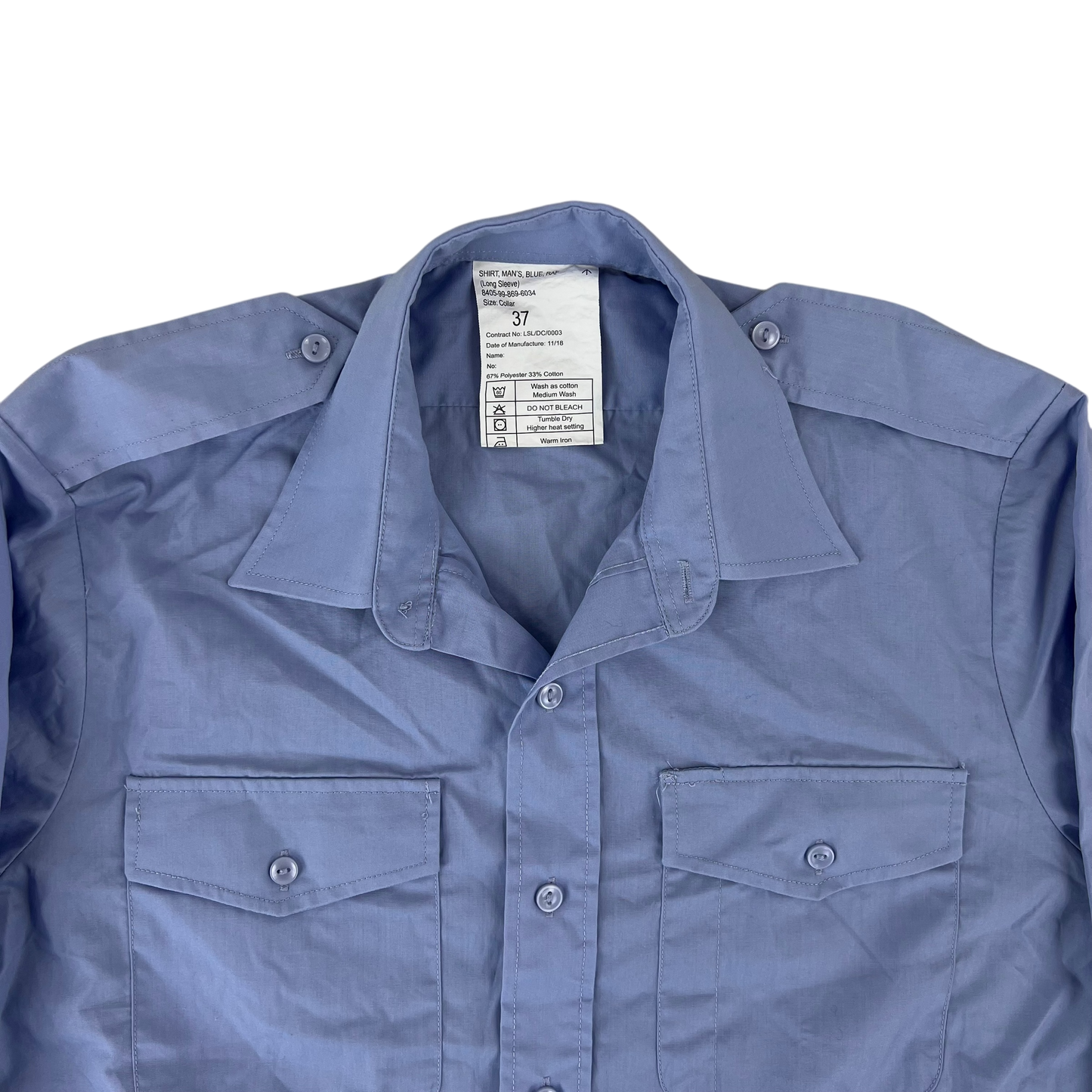 British Royal Air Force Man's Light Blue No. 2 Long Sleeve Shirt