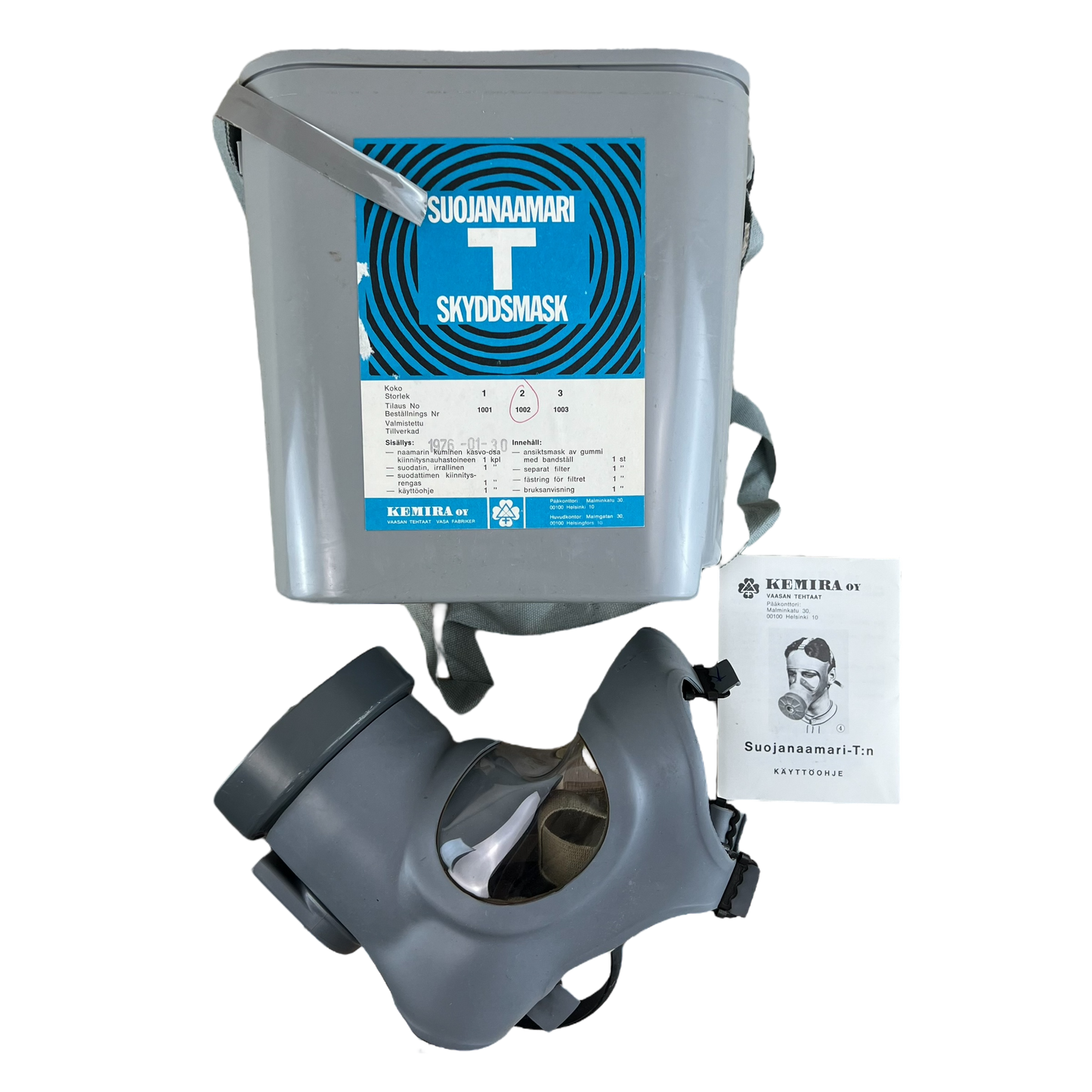 Finnish Army / Civilian Kemira Model T Gas Mask Kit