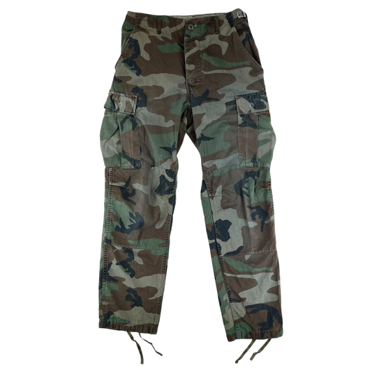 US Army Vintage M81 Woodland Camo Ripstop BDU Combat Trousers - W30 L30.5