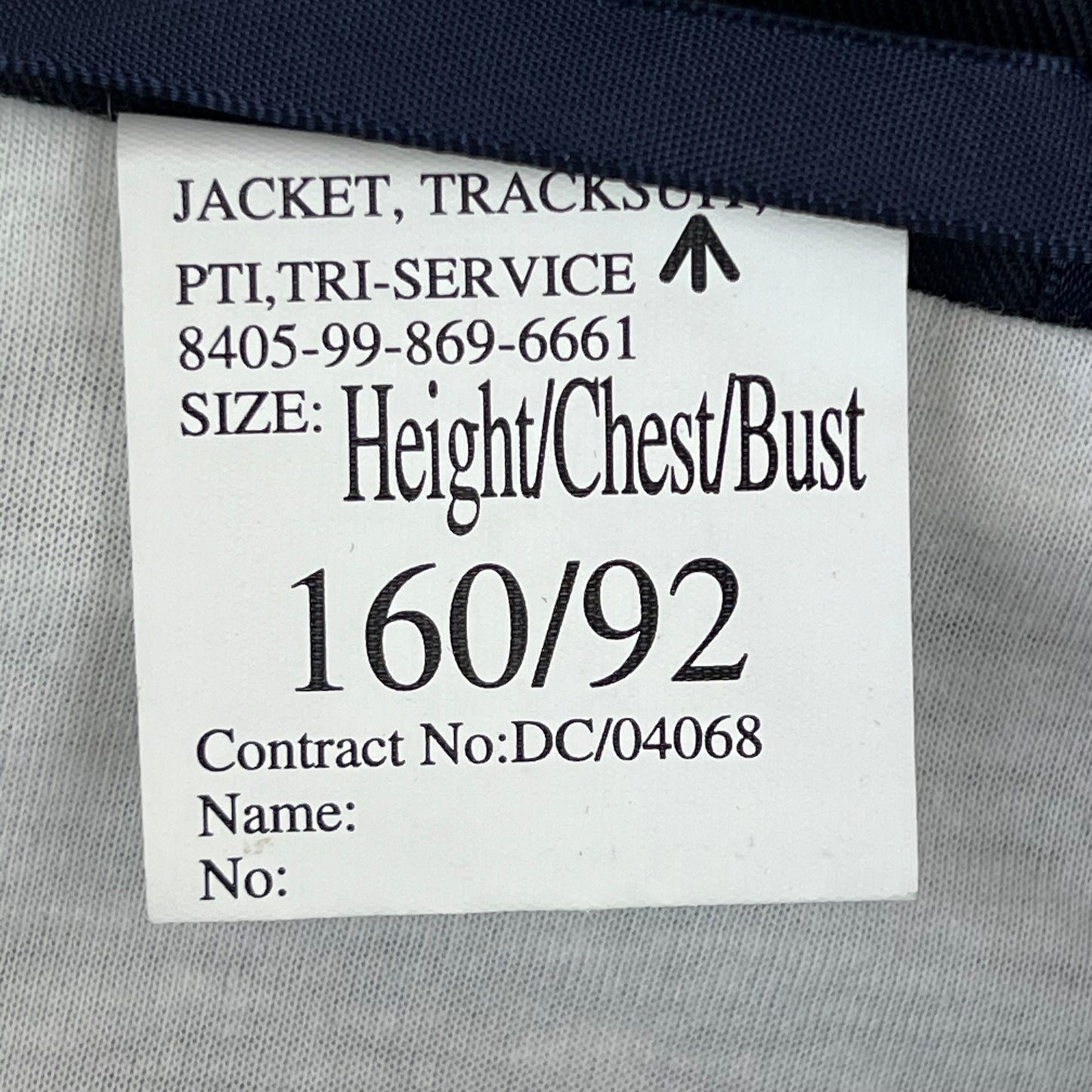 British Army / Tri-Services Navy Blue PTI Tracksuit Top Jacket - Medium 160/92