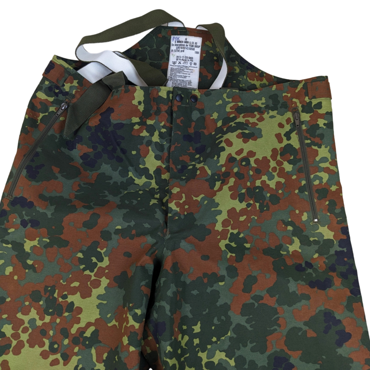 German Army Flecktarn Camo Waterproof Overalls / Overtrousers