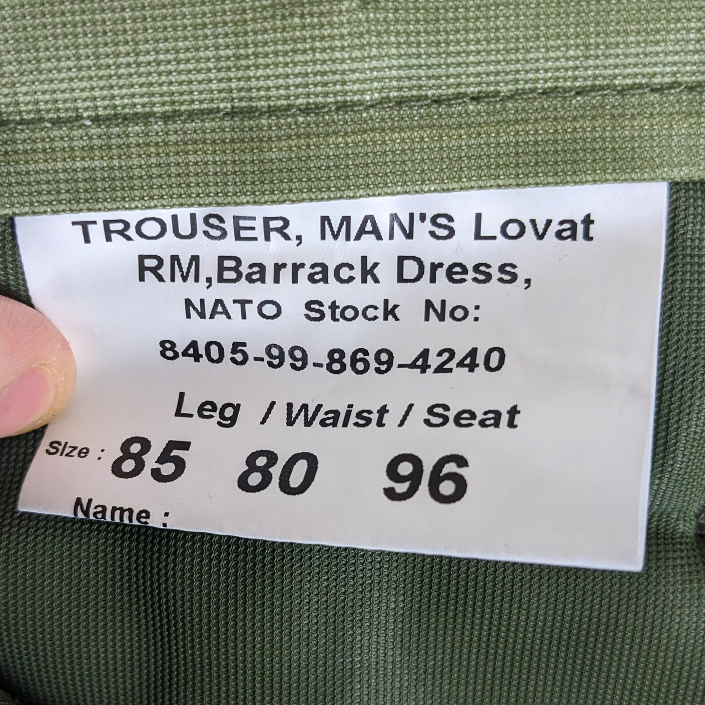 British Royal Navy Royal Marines Lovat Dress Trousers - Small - X Long