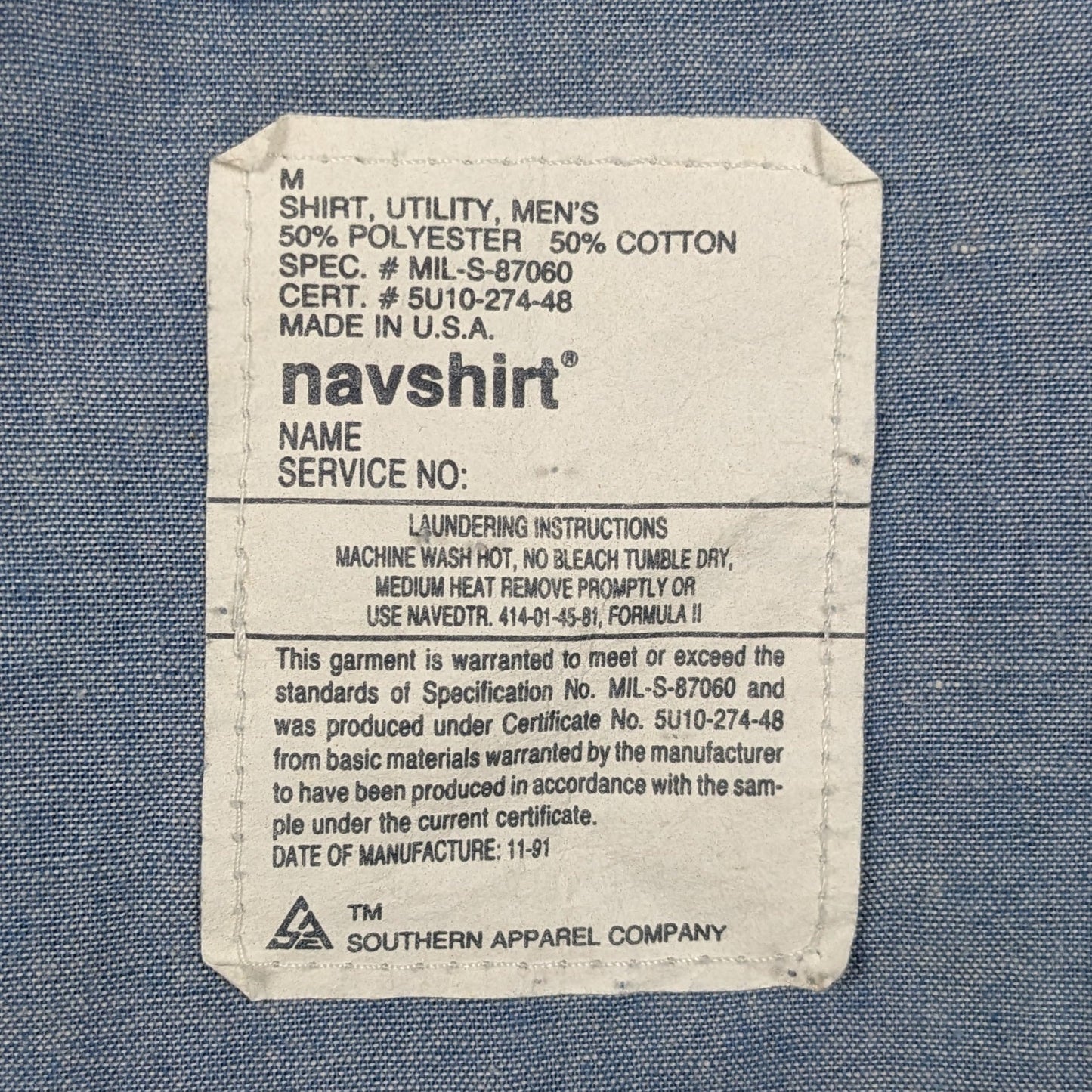 US Navy 80s Long Sleeve Blue Service Shirt w/ Insignia - X Large