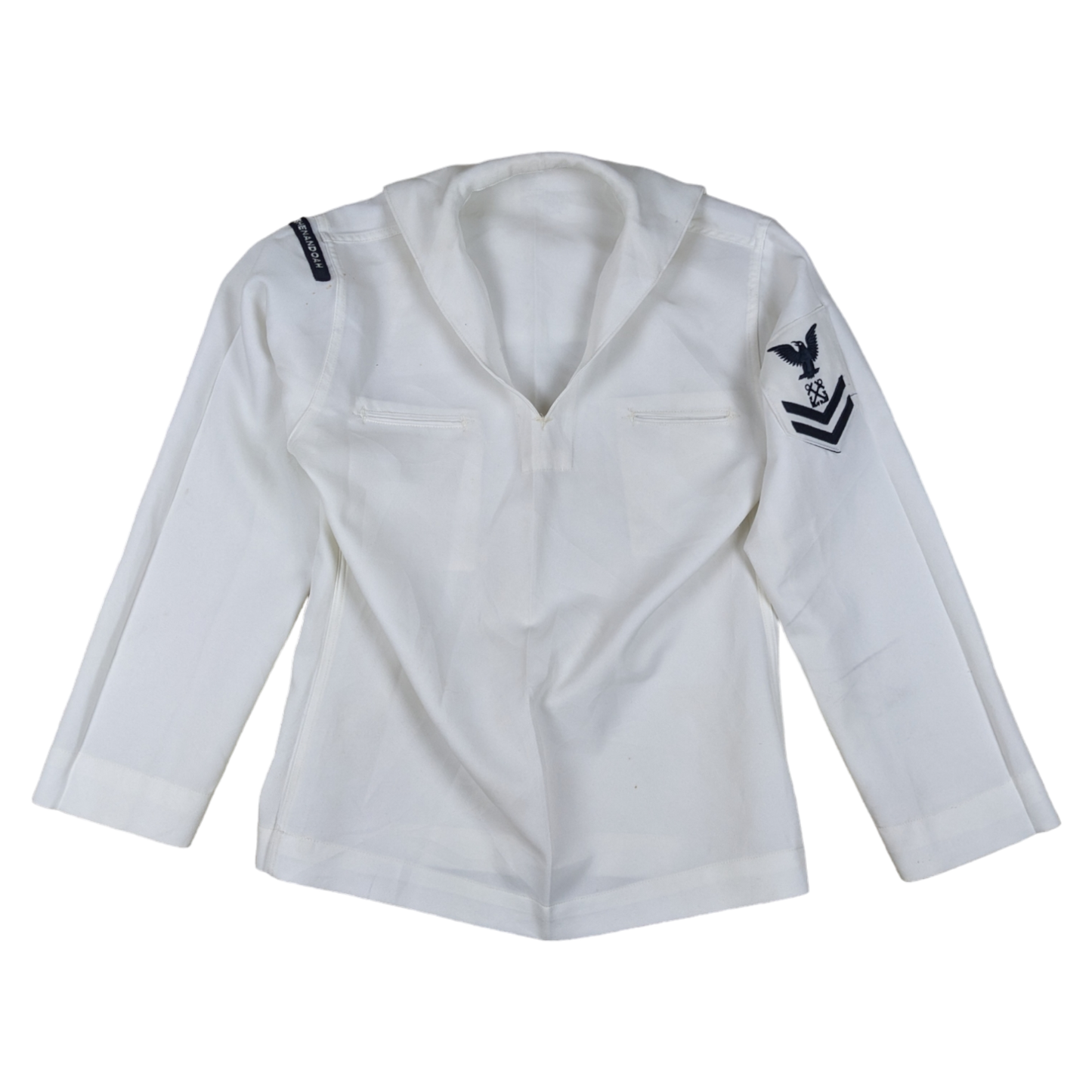 US Navy Vintage Sailor's White Crackerjack Jumper Top - Large