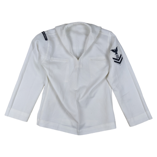 US Navy Vintage Sailor's White Crackerjack Jumper Top - Large