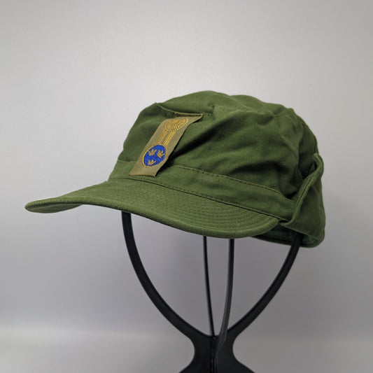Swedish Army M59 Forest Green Fatigue Cap w/ Officer's Patch