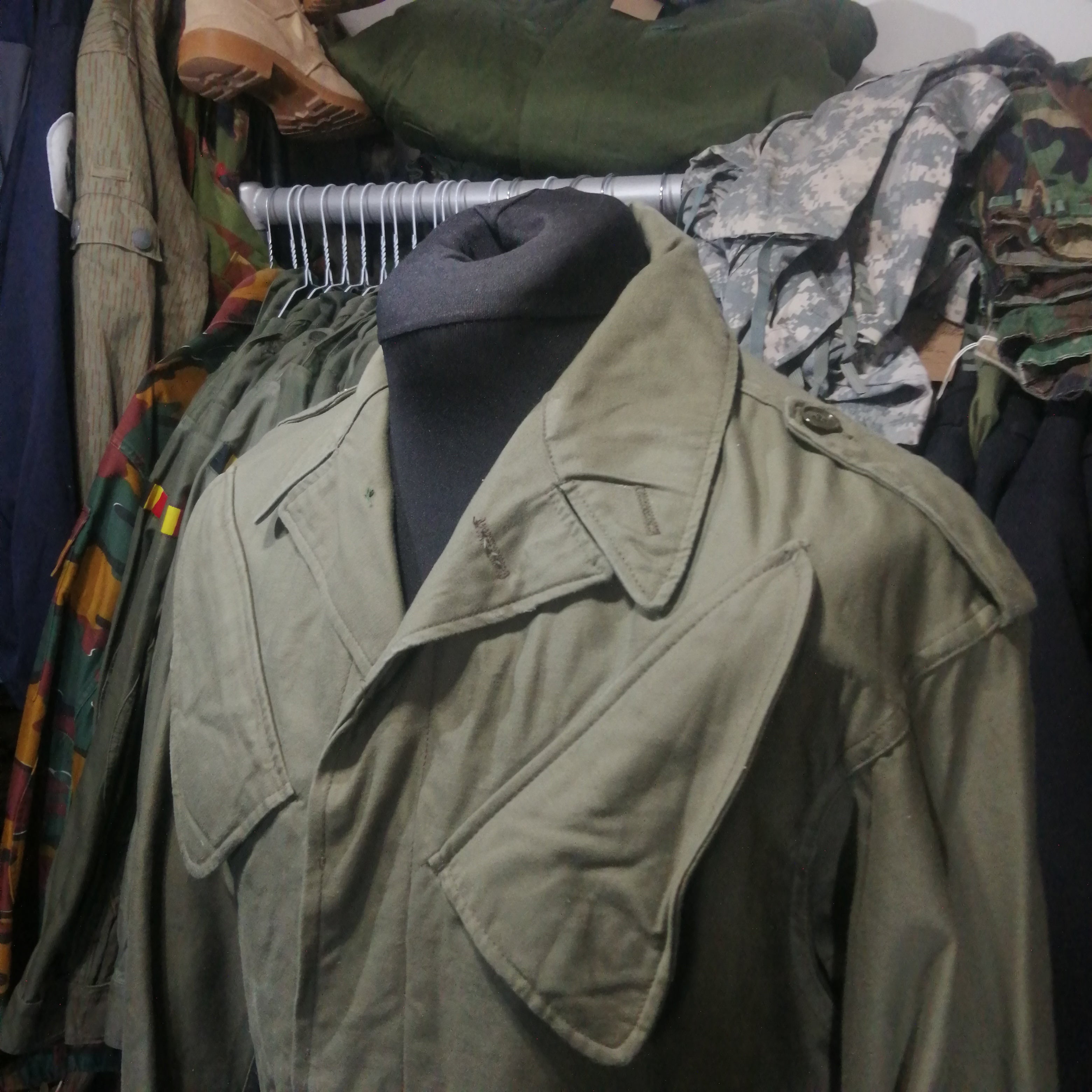 Dutch Army Vintage 80s Olive Green Heavy Cotton Field Jacket Coat