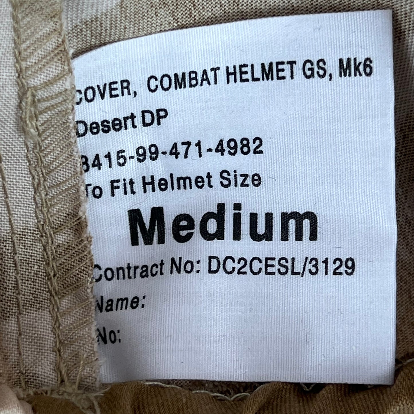 British Army DDPM Desert Camouflage Helmet Cover Mk 6 - Medium