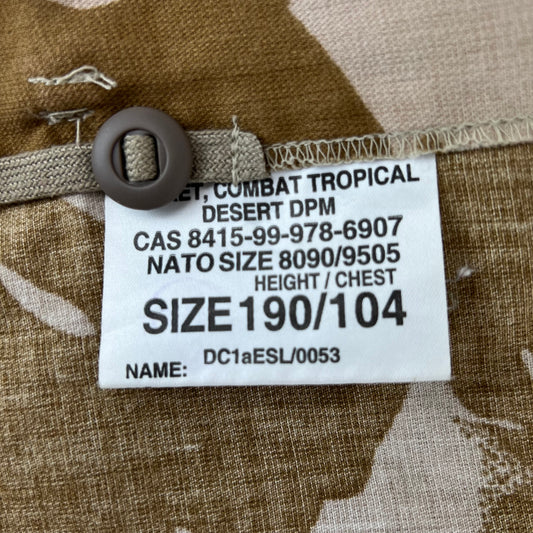 British Army Desert DPM Camouflage S95 Combat Jacket / Shirt - Large 190/104