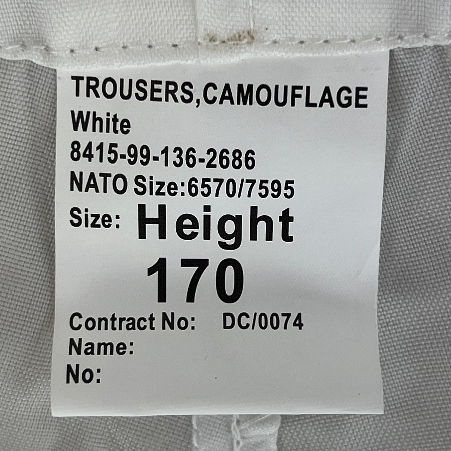 British Army Snow Camouflage Over Trousers - Height 170cm