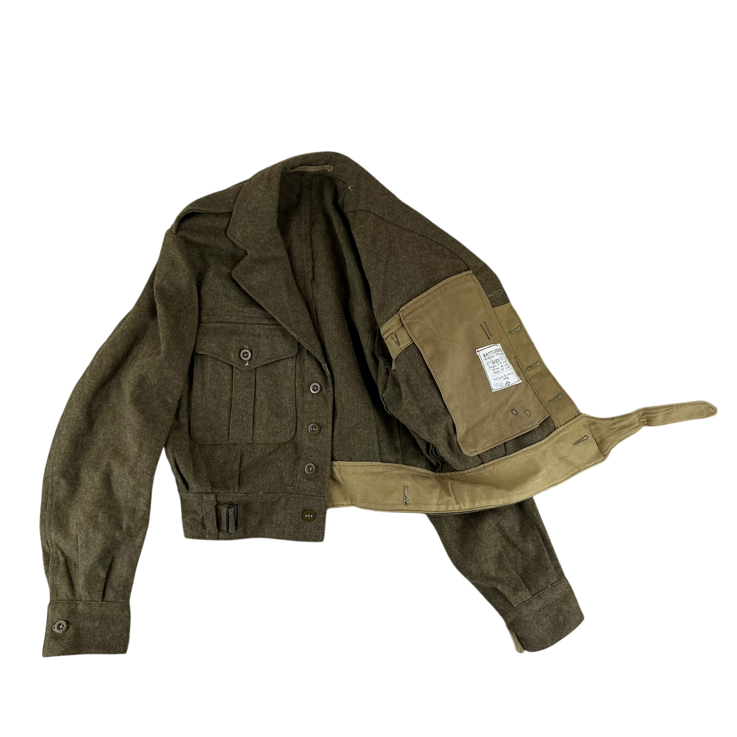British Army 50s Khaki Ike 1949 Pattern Battle Dress Jacket - Medium SIZE 11