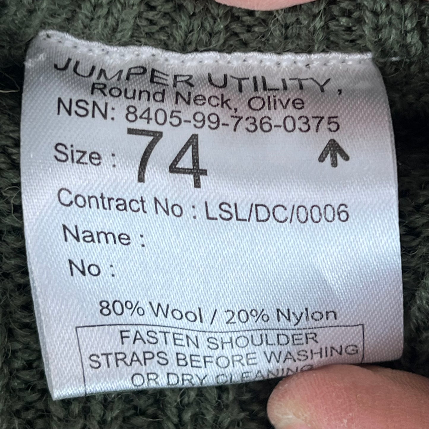 British Army Olive Green Pullover Jumper - X Small 74cm