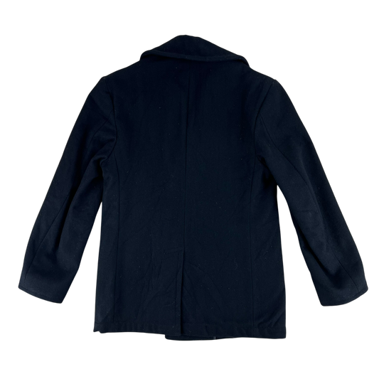 US Navy 80s Black Wool Peacoat - Medium 36S