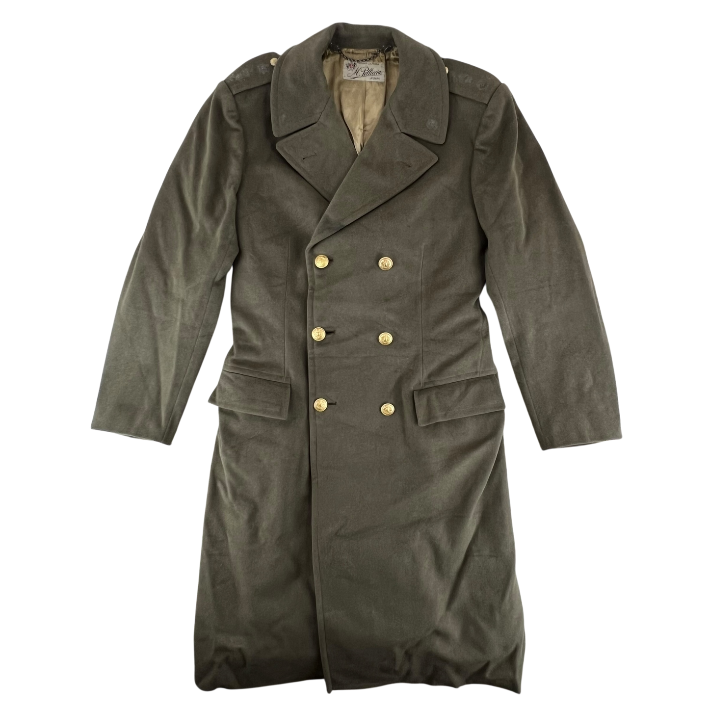 Italian Army 70's Officer's Khaki Wool Greatcoat - Medium
