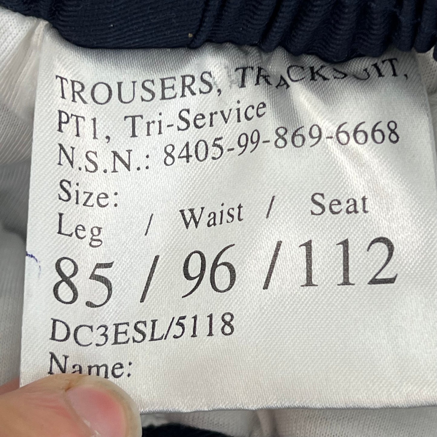 British Army / Tri-Services Navy Blue PTI Tracksuit Trousers - W37 L31