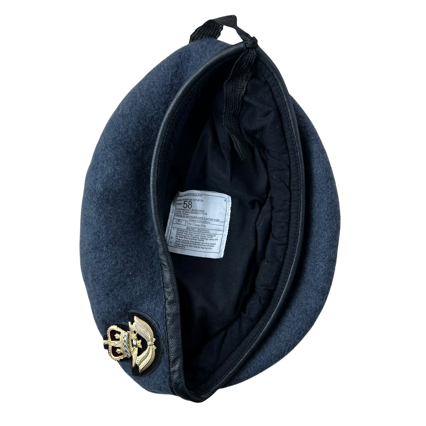 British RAF Beret w/ Officer's Badge - Medium 58cm