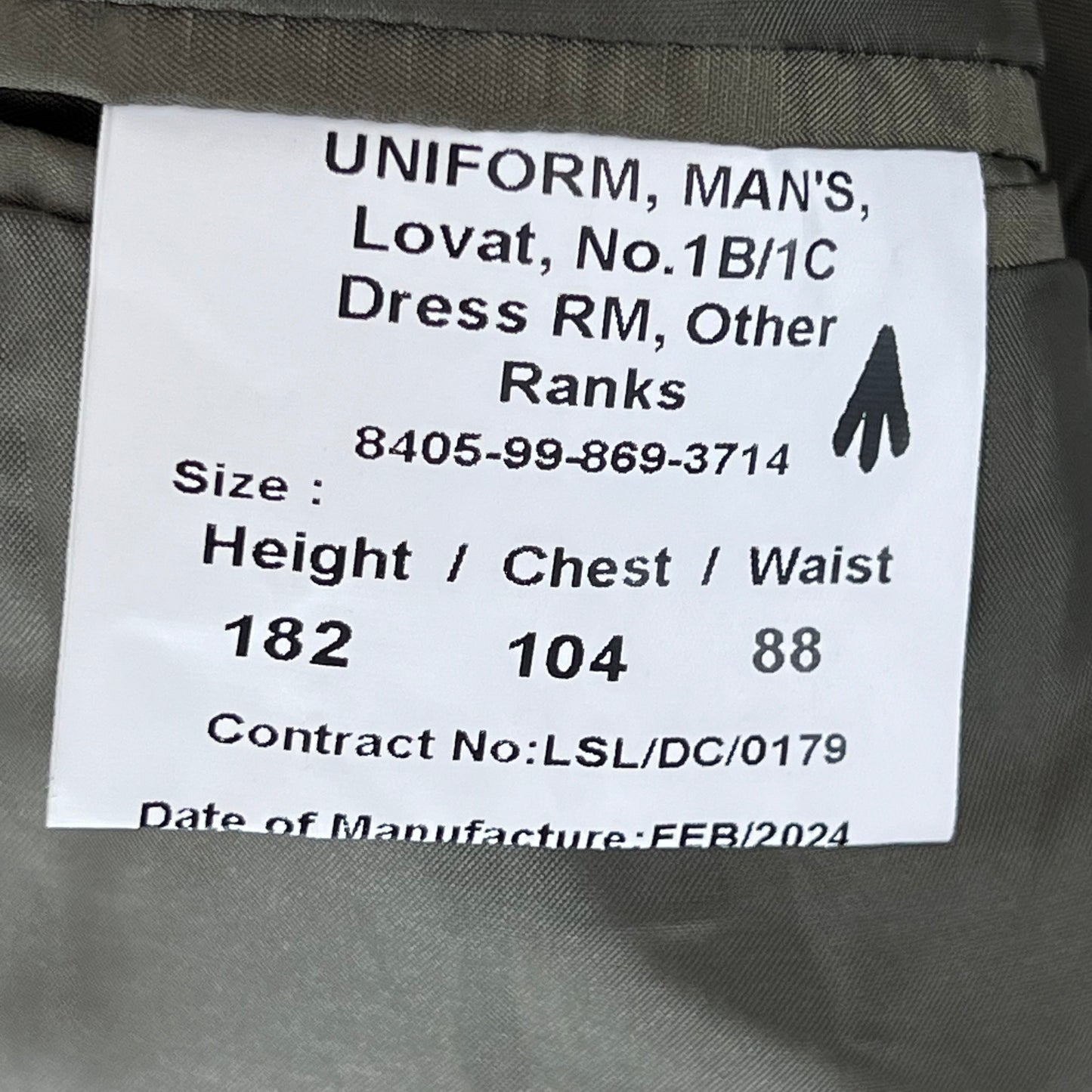 British Royal Navy Royal Marines Lovat No. 1B / 1C Dress Jacket - Medium 182/104