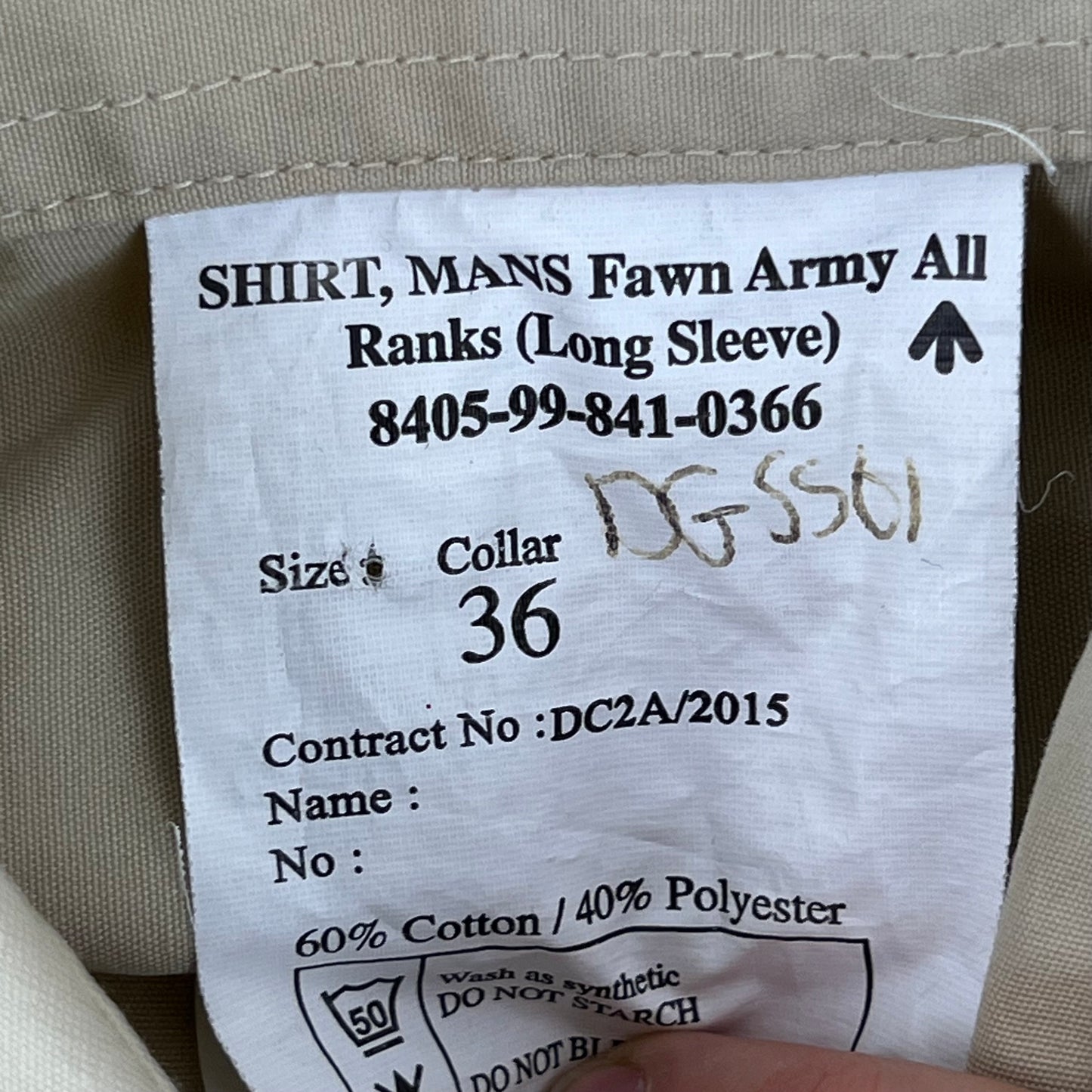 British Army Man's Fawn Shirt Long Sleeve - Small