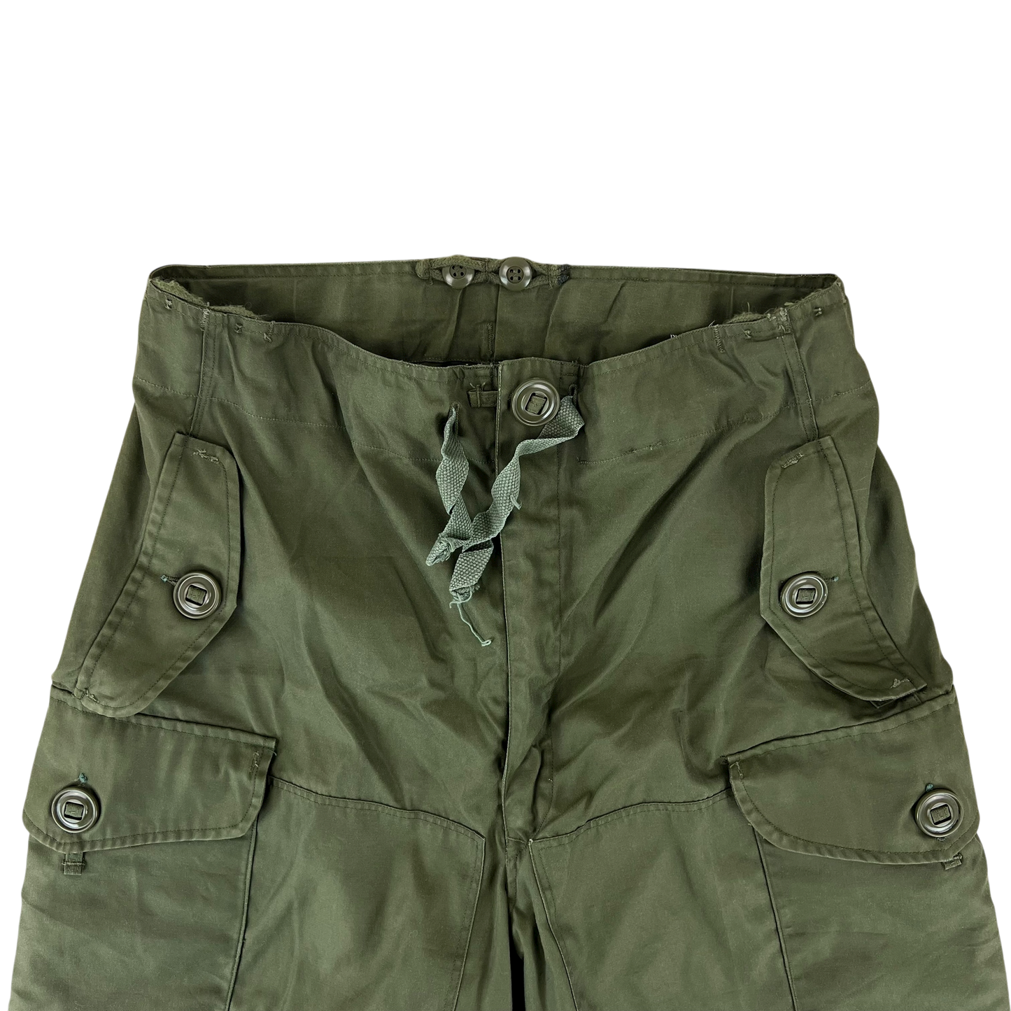 Canadian Army 70's Green Windproof Cotton & Nylon Trousers - W35 L29.5