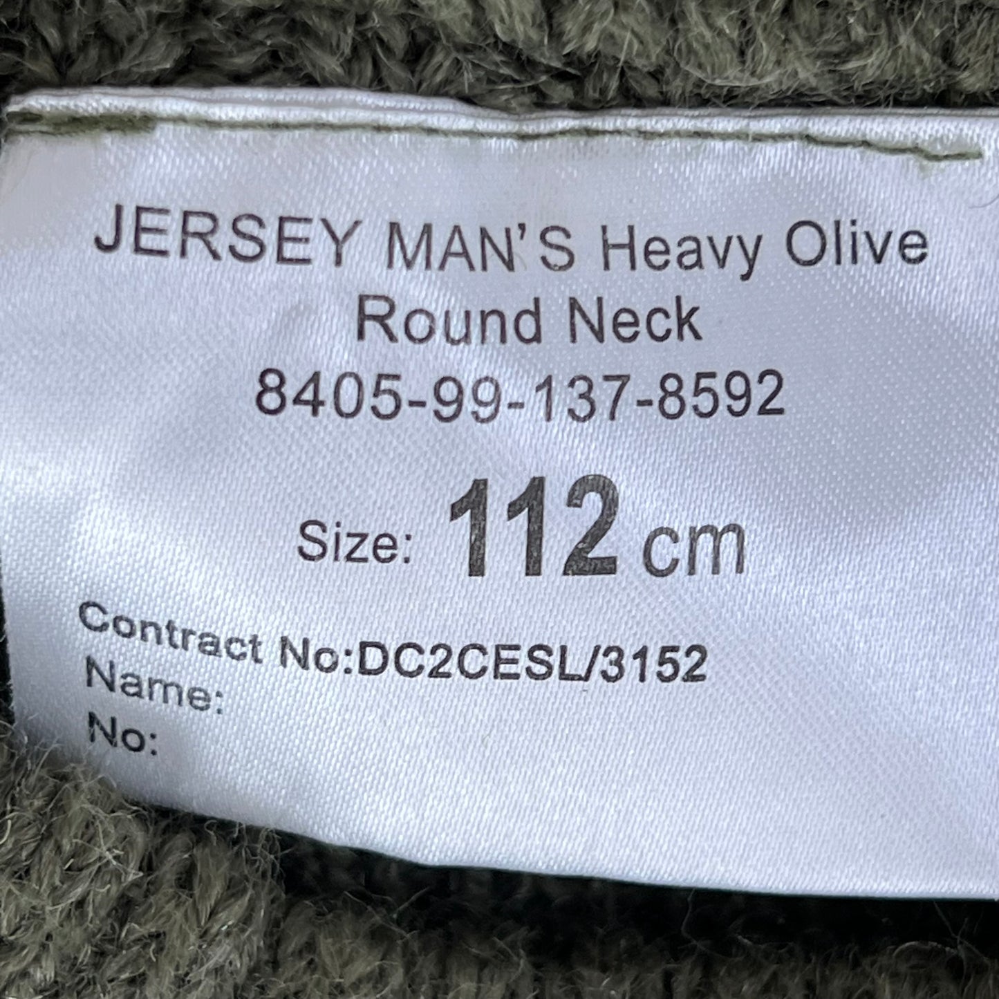 British Army Olive Green Pullover Jumper - Large 112cm