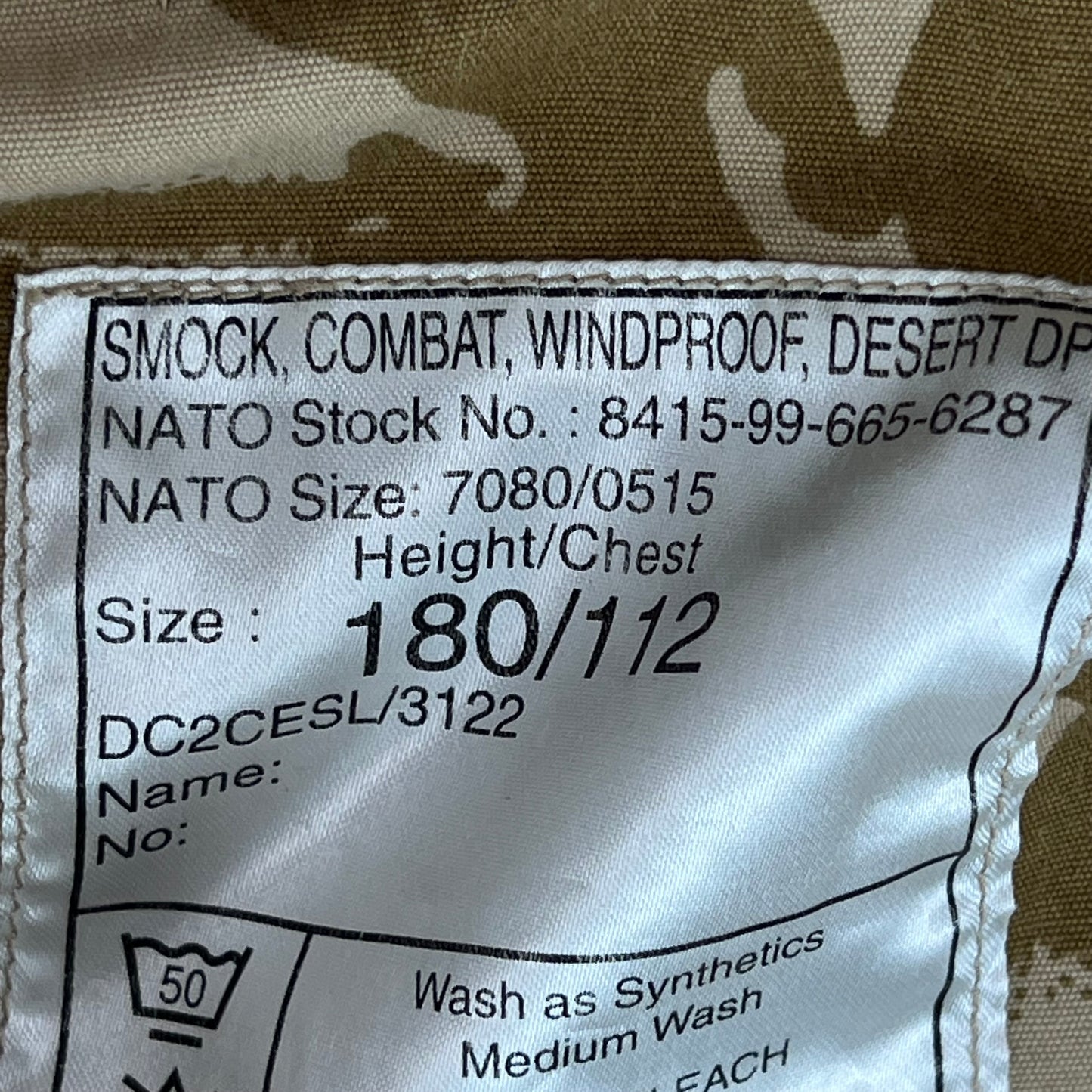 British Army S95 Desert DPM Camouflage Windproof Combat Smock - Large 180/112