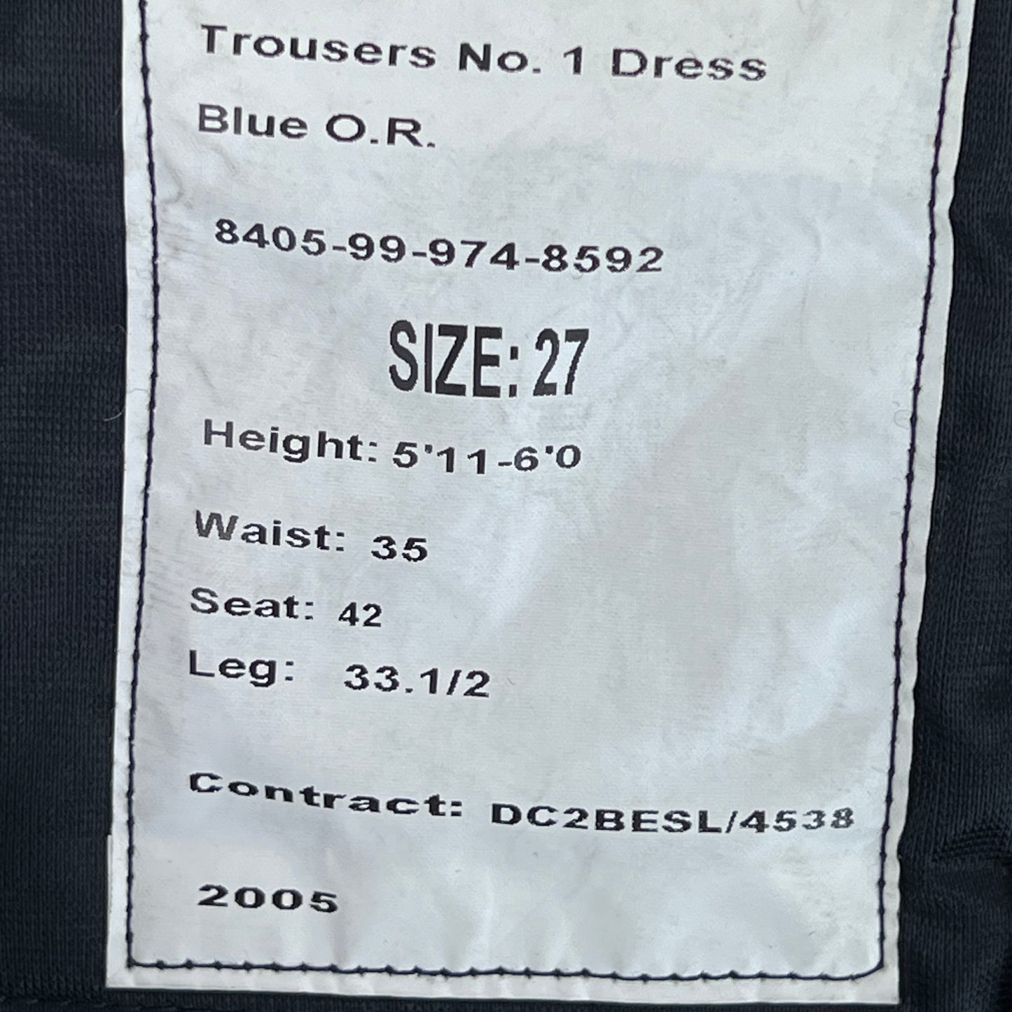 British Army No1 Blues Dress Trousers - Light Infantry / Rifles - W35 L33.5