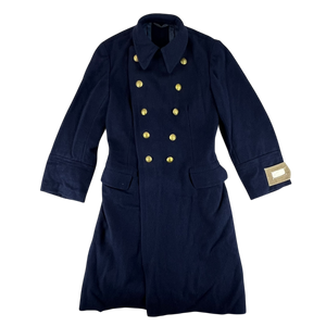 Romanian People's Navy 80's Blue Wool Greatcoat - Small