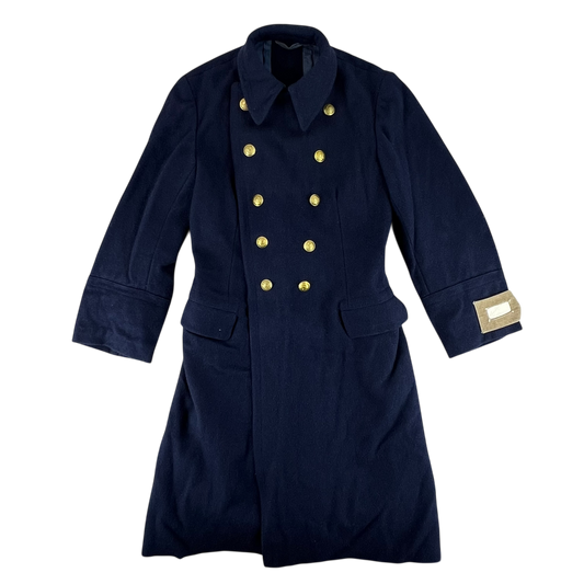 Romanian People's Navy 80's Blue Wool Greatcoat - Small