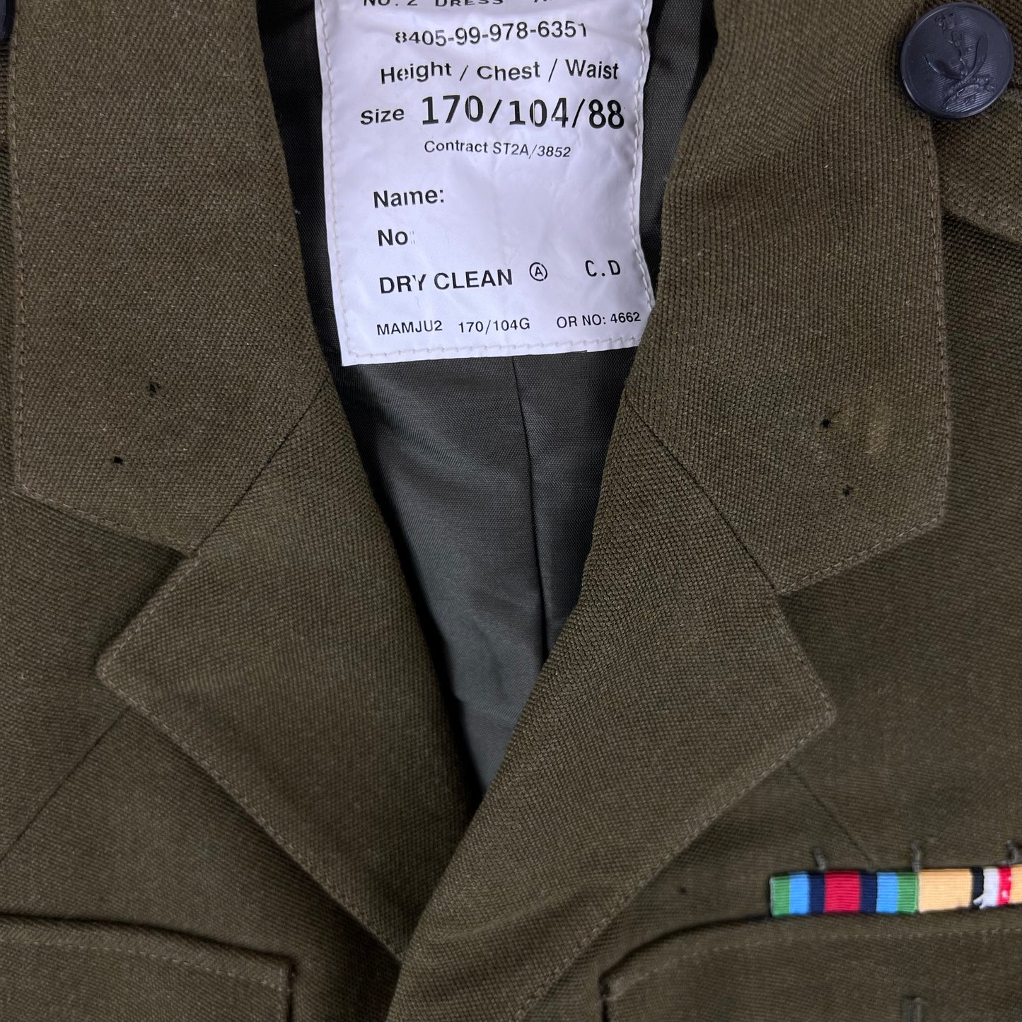 British Army Old Pattern No. 2 Olive Green Dress Jacket - Queen's Gurkha Signals - Medium 170/104